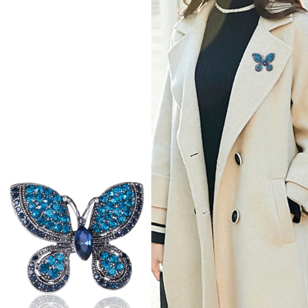 Butterfly Brooch in Green;    Blue and Pink Sold - Picture 7 of 9